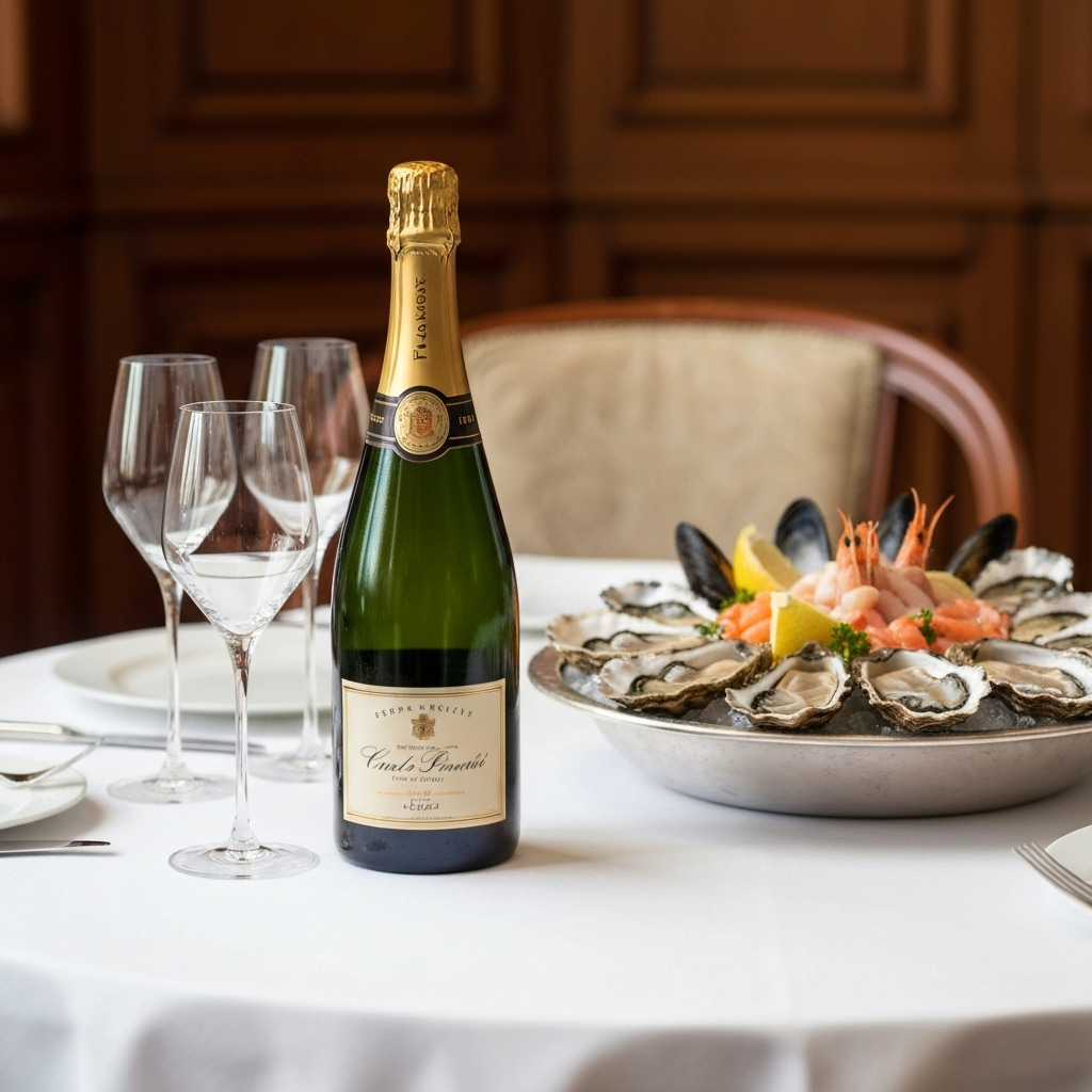 Fransk champagne med skaldjur