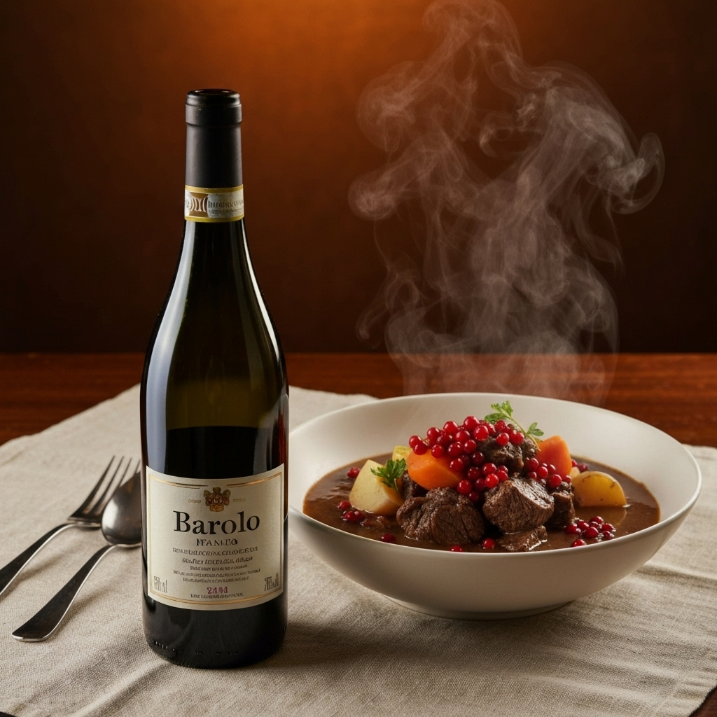 Italienskt vin med svensk älggryta